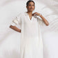 trueBrowns White Cotton A-line Kurta Set | Swadesiicart