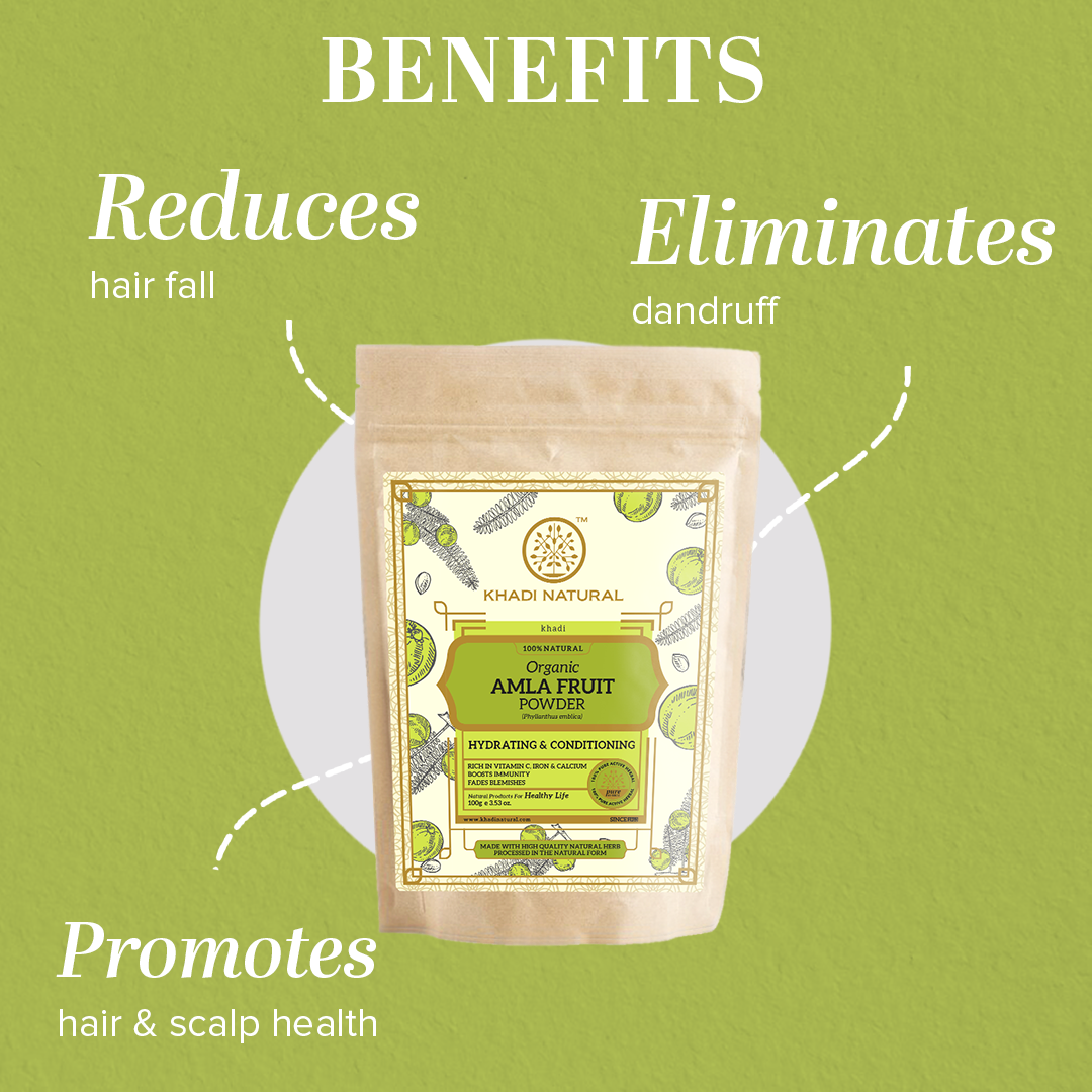 Khadi Natural Organic Amla Fruit Powder For Hair Care - 100% Natural - 100gm
