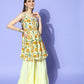 InWeave Women's Off White Yellow Floral Print Tie Up Kurta Sharara Set With Dupatta - Swadesiicart