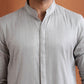 trueBrowns Men's Grey Chanderi Front Open Kurta | Swadesiicart