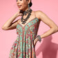 InWeave Women's Green Paisley Print Back Detail Long Dress - Swadesiicart