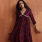 trueBrowns Purple Floral Print Anarkali Kurta Co-ord Set - Swadesiicart