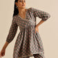 trueBrowns Grey Floral Silk Printed Co-Ord Set - Swadesiicart