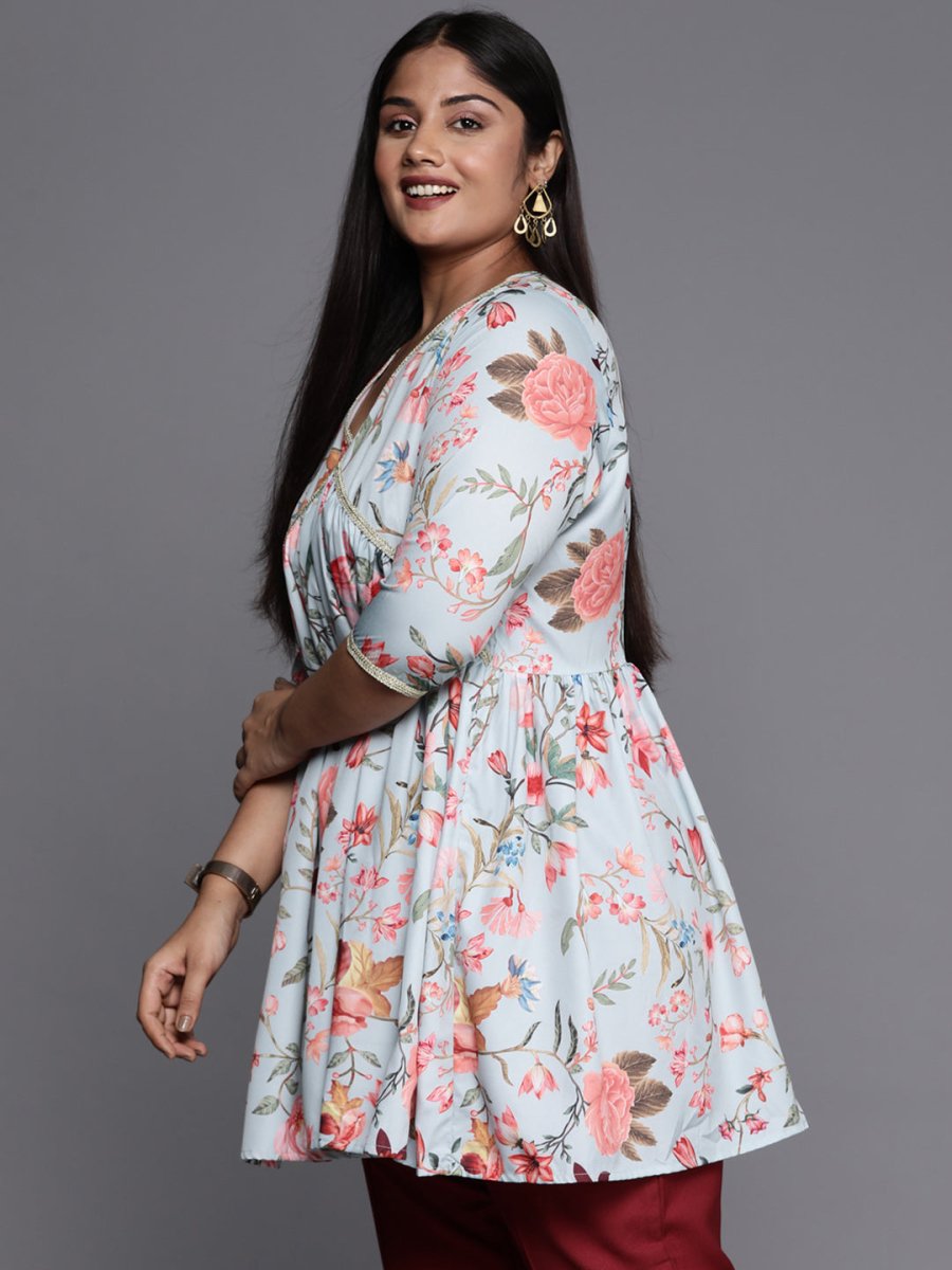 Ahalyaa Plus Size Floral Printed Tunic | Swadesiicart