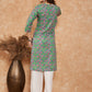InWeave Women's Sea Green Pink Lace Gota Work Straight Kurta - Swadesiicart