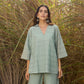 trueBrowns Blue Cotton Cutwork Embroidered Co-ord Set - Swadesiicart