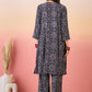 InWeave Navy Maroon Ajrakh Foil V Neck Kurta Pant Set - Swadesiicart