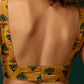 trueBrowns Mustard Muslin Silk Flower Stem Printed Scoop Neck Sleeveless Blouse | Swadesiicart