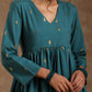 trueBrowns Deep Sea Gold Cotton Kalidar Kurta Set | Swadesiicart