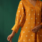 trueBrowns Mustard Geometric Floral Viscose Silk Front Pleat Co-ord Set - Swadesiicart