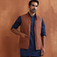 trueBrowns Men's Rust Printed Reversible Nehru Jacket | Swadesiicart