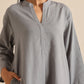 trueBrowns Steel Blue Khadi Relaxed Co-Ord Set - Swadesiicart