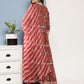 InWeave Women's Red Floral Print Tiered Dress With Lace With Red Leh Dupatta - Swadesiicart