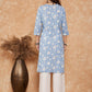 InWeave Women's Blue White Floral Square Lace Work Straight Kurta - Swadesiicart
