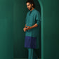 trueBrowns Men's Blue Color Block Silk Long Kurta | Swadesiicart