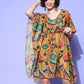 InWeave Women's Mustard Printed Kaftan Dress - Swadesiicart