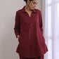 trueBrowns Ruby Wine Dobby Collar Short Co-Ord Set - Swadesiicart