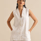 trueBrowns White Pineapple Sleeveless Jacket Pant Set | Swadesiicart