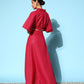 InWeave Women's Candy Red Gold Crop Top With Side Slit Skirt - Swadesiicart
