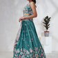House of Panchhi Turquoise Blue Georgette Sequins And Thread Embroidery Lehenga Choli & Dupatta | Swadesiicart