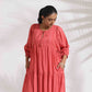 trueBrowns Pink Cotton Tier Dress | Swadesiicart
