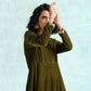 trueBrowns Mehandi Velvet Anarkali Kurta | Swadesiicart