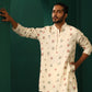 trueBrowns Men's Ivory Multi color Floral Cotton Co-ord Set - Swadesiicart