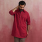 trueBrowns Men's Maroon Cotton Shirt Collar Stylized Kurta | Swadesiicart