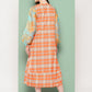 Ahalyaa Checked Tie-Up Neck Sequined Ethnic A-Line Midi Dress | Swadesiicart