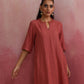 trueBrowns Peach High low Cotton Dobby Kurta Set | Swadesiicart