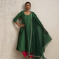 trueBrowns Dark Green Anarkali Kurta Pant Dupatta Set | Swadesiicart
