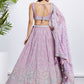 House of Panchhi Lavender Georgette Sequins And Thread Embroidery Lehenga Choli & Dupatta | Swadesiicart