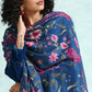 trueBrowns Blue Printed Velvet Shawl | Swadesiicart