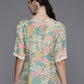 Ahalyaa Floral Printed Tunic with Lace Inserts Detail | Swadesiicart