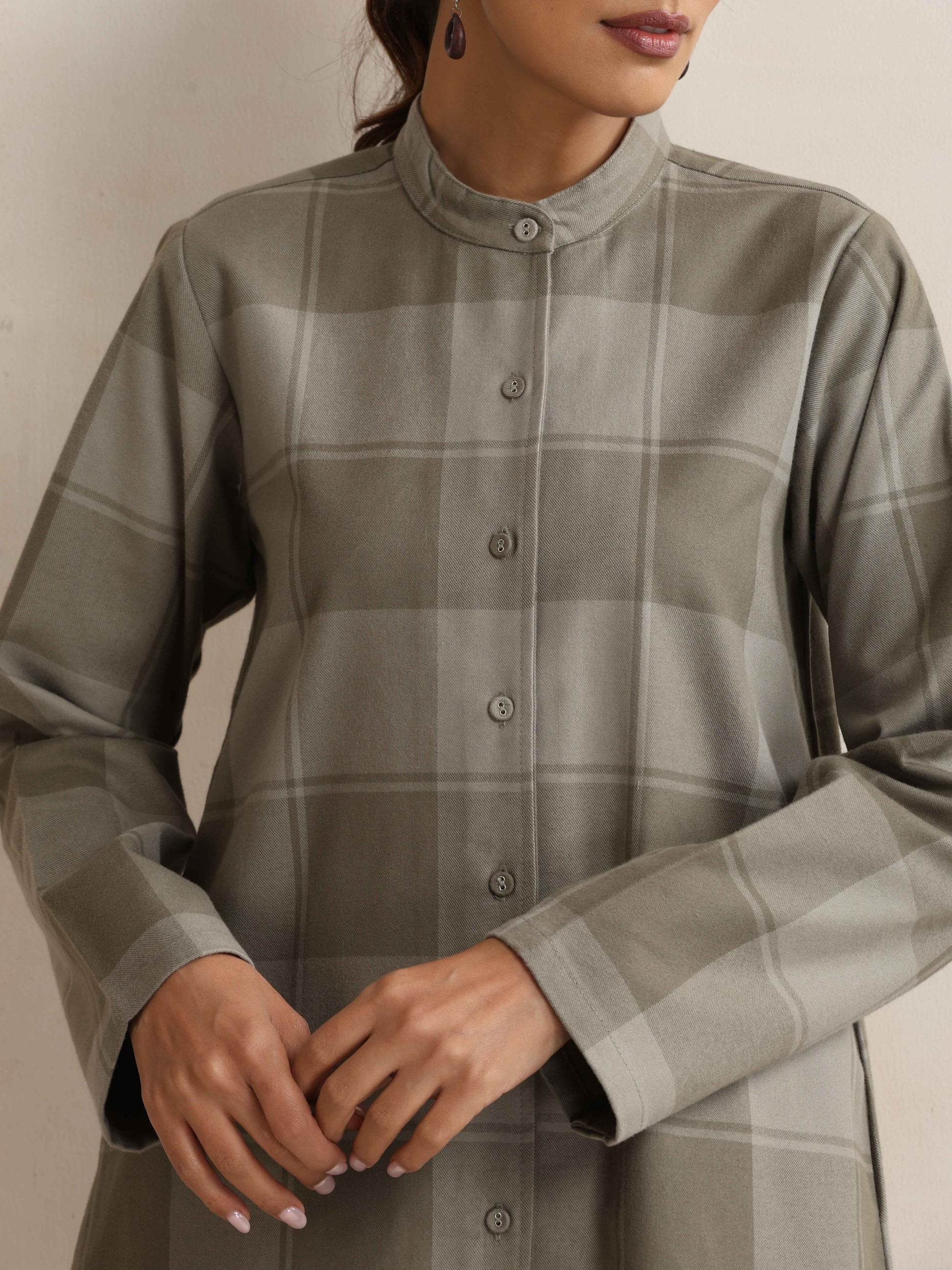 trueBrowns Green Check Winter Shirt Top | Swadesiicart