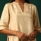 trueBrowns Ivory Geometric Floral Viscose Silk High Low Kurta Pant Set | Swadesiicart