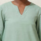 trueBrowns Mint Green Cotton Linen Kurta Co-Ord Set