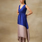 trueBrowns Blue and Grey Textured Silk Sleeveless Round Hemline Kurta Pant Set | Swadesiicart