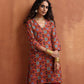 trueBrowns Rust Print Kurta Co-ord Set - Swadesiicart