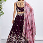 House of Panchhi Purple Pure Georgette Sequins And Thread Embroidery Lehenga Choli & Dupatta | Swadesiicart