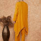 InWeave Women's Mustard Trangle Yellow Patch Work Assymentrical Kurta Set - Swadesiicart