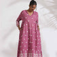 trueBrowns Pink Cotton Floral Embroidered Flared Kurta Set | Swadesiicart