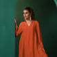 trueBrowns Rust Silk Collar Co-ord Set - Swadesiicart