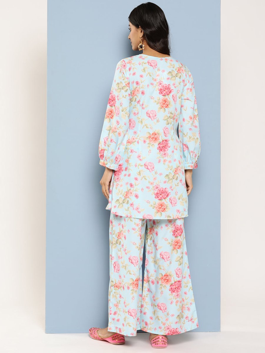 Ahalyaa Women Floral Printed Regular Tunic with Palazzos | Swadesiicart