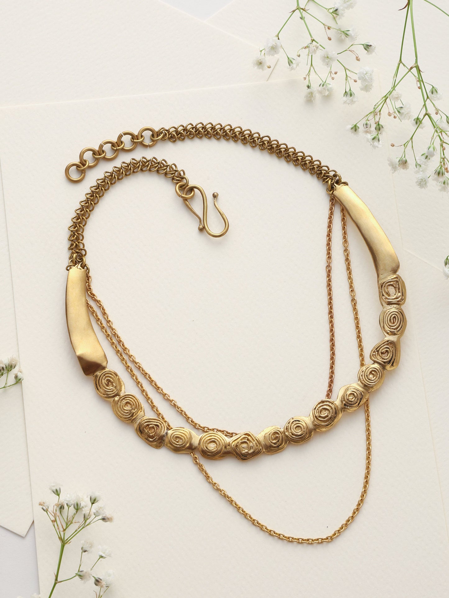 trueBrowns Brass Rose Layererd Necklace | Swadesiicart