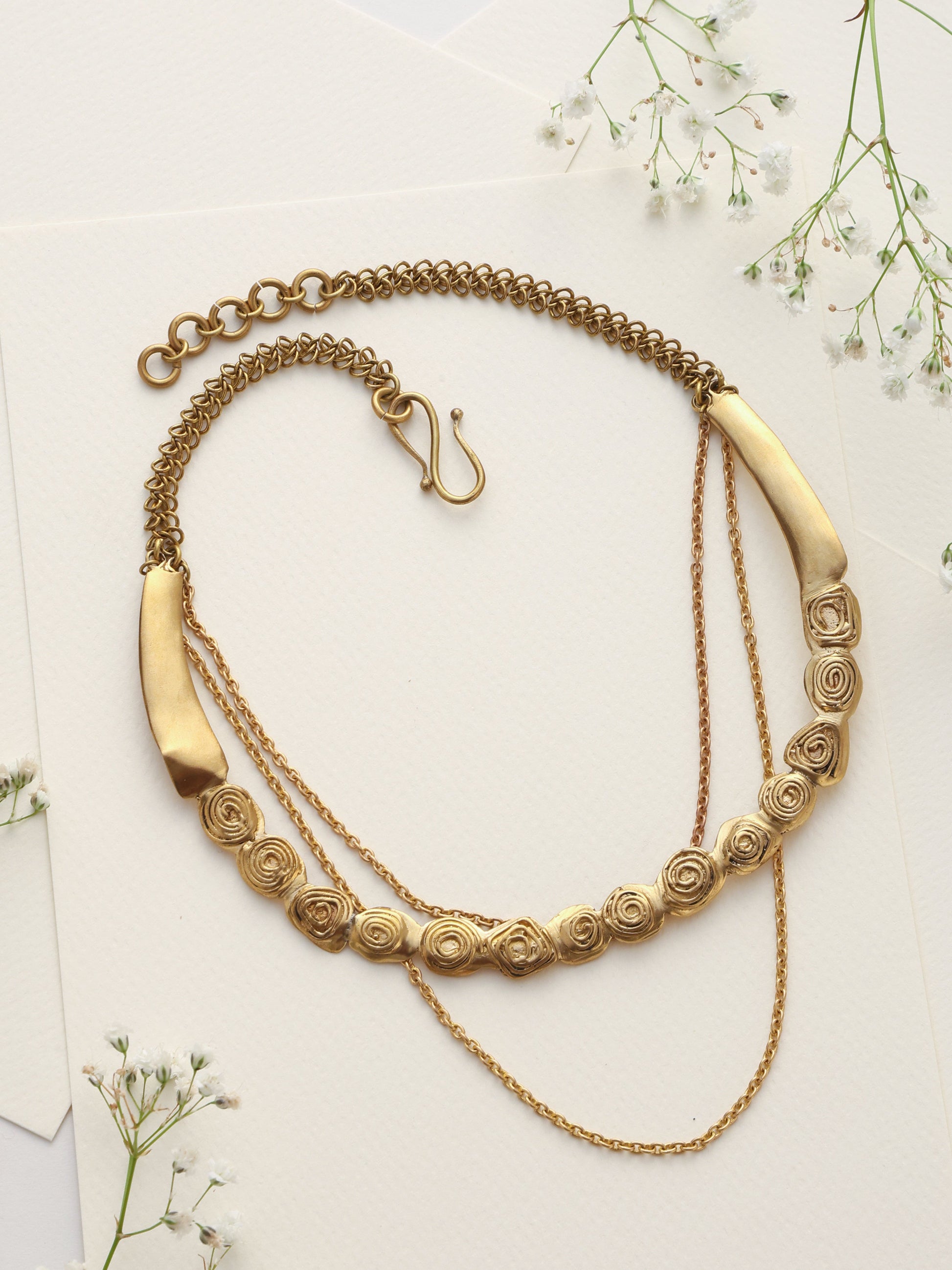 trueBrowns Brass Rose Layererd Necklace | Swadesiicart
