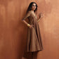 trueBrowns Bronze Tissue Flared Anarkali Kurta Set | Swadesiicart
