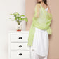 InWeave Women's Cream Strappy With Green White Chintz Organza Dupatta - Swadesiicart