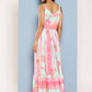 Ahalyaa Striped Floral Print Crepe Maxi Ethnic Dress | Swadesiicart