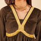 InWeave Women's Brown Mughal Shaan Style Velvet Short Kurta Set - Swadesiicart